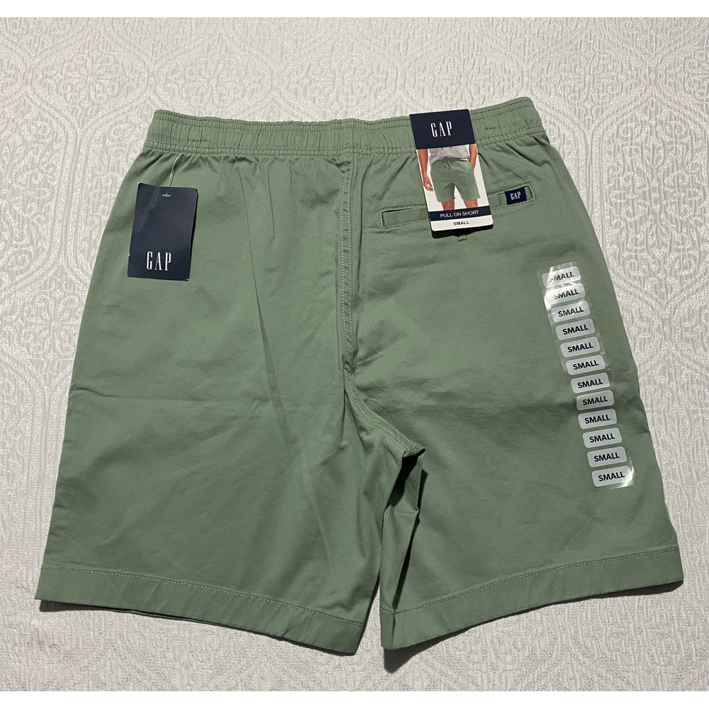 Gap Mens Pull On Short Sage Green Small Elastic Drawstring Chino Shorts New